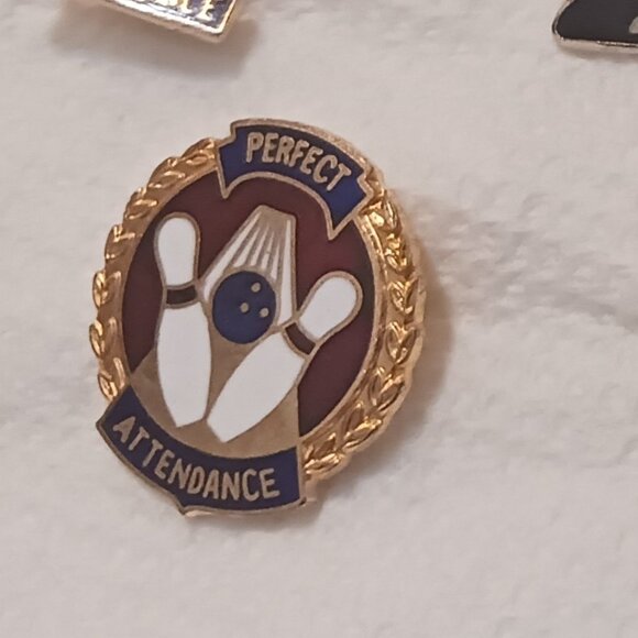 Vintage 1980s Perfect Attendance Bowling Lapel Collectible Pin - Picture 6 of 9